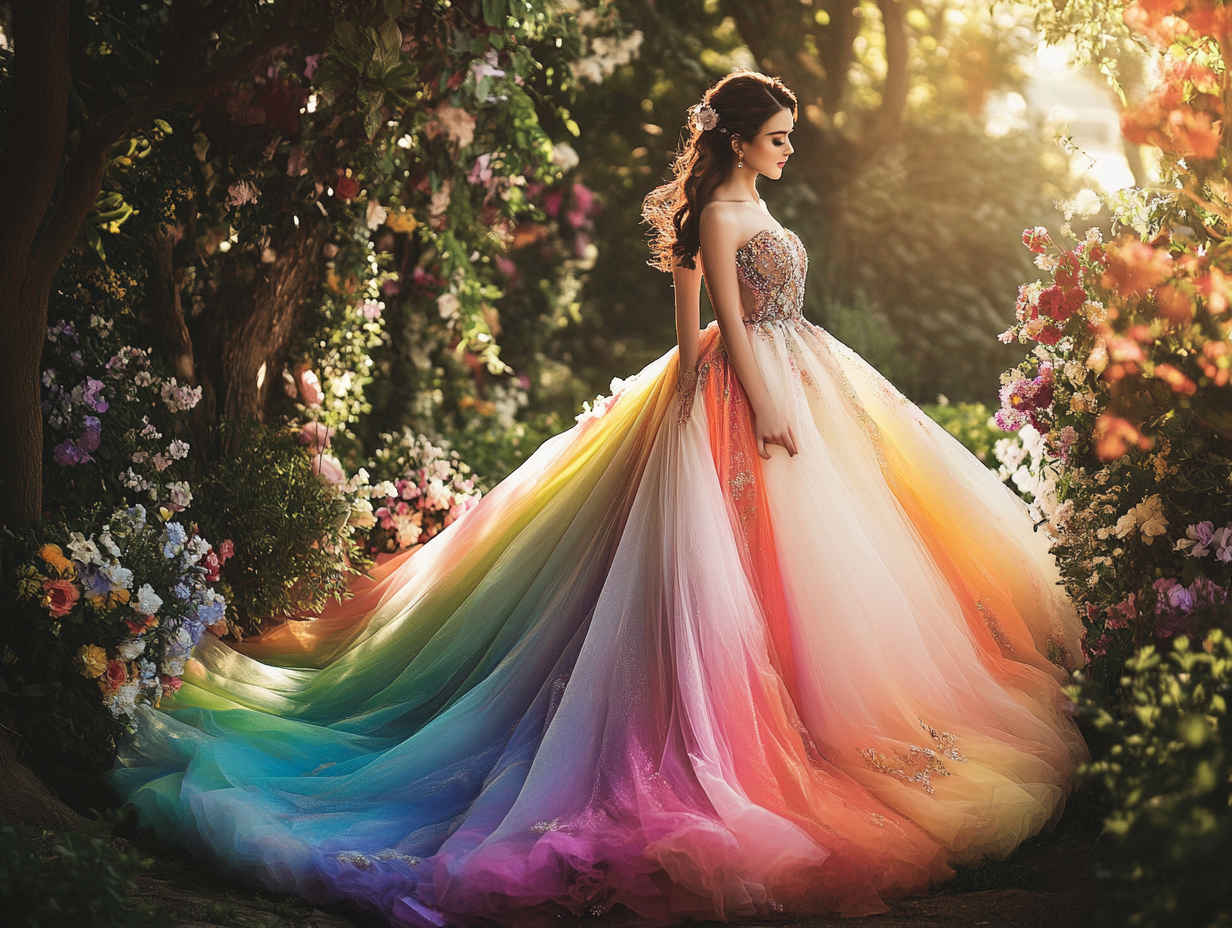 Радужное свадебное платье: как выразить свою индивидуальность и избежать модного фейла
