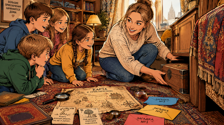 Домашний квест для детей 6–10 лет: готовый сценарий с загадками и тайниками